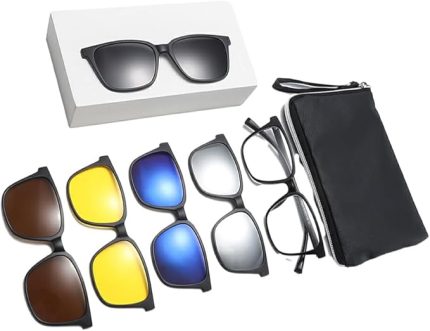 5 adet Yuvarlak Kenar Manyetik Klipsli Gözlük Kolay Takma Tüm Gün Parti Veya Günlük Çerçeve Için Çift amaçlı Istikrarlı Sabitleme, Tip 1