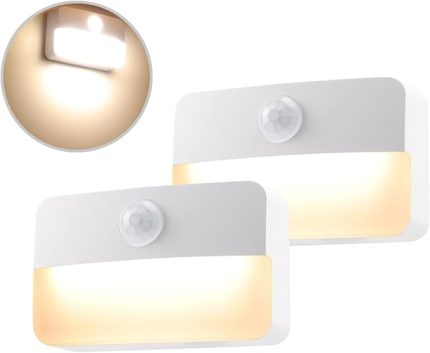LIGHT Hareket sensörlü gece lambası, iç mekan pilli, 2 adet LED merdiven aydınlatması, dolap lambası, otomatik açma/kapama, sensör ışığı, 3000 K sıcak beyaz, koridor, yatak odası, mutfak için