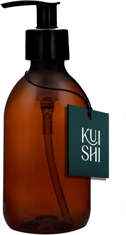 Pompa Dispenseri ile Kahverengi Amber Plastik Şişeler [250ml x 1], BPA İçermeyen Plastik Pompa Şişeleri, El Yıkama, Losyonlar, Dezenfektanı, Şampuan, Saç Kremi, Duş Jeli için Boş Pompa Dağıtıcı