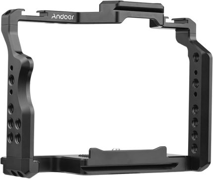 Kamera Kafesi Alüminyum Alaşımlı Video Kafesi, Çift Soğuk Ayakkabı Bağlantıları ile Sony A7IV/ A7III/ A7II/ A7R III/ A7R II/ A7S II için Sayısız 1/4 İnç Konu Değiştirme