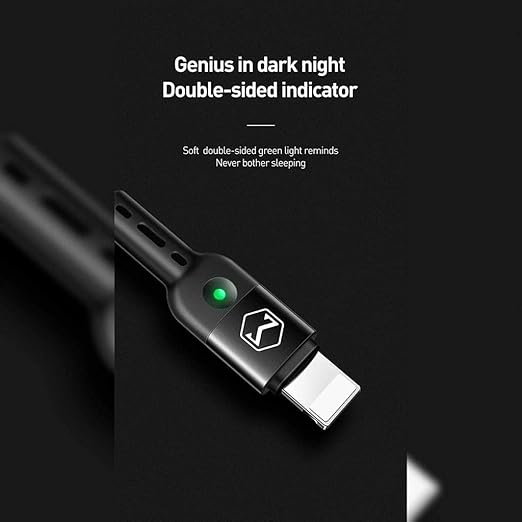 Lightning Spiral Ledli Örgü Kablo 1.8M 2A Siyah - Görsel 4