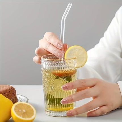 Parça Cam Pipet Seti – 12 Adet Cam Pipet + 1 Adet Temizleme Fırçası Yıkanabilir Sağlıklı ve Antibakteriyel Smoothie Kahve Meşrubat ve Her Türlü İçecek İçin