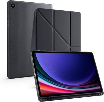 Galaxy Tab S6 Lite 2024 P620 P610 ile uyumlu Kılıf Kalem Bölmeli Trifolding Case 13-15-17 Siyah
