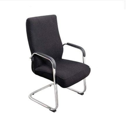 Siyah yıkanabilir ofis koltuğu kapak dönen oyun koltuğu koruyucu Polyester streç sandalye arka kapak döner bilgisayar sandalyeleri