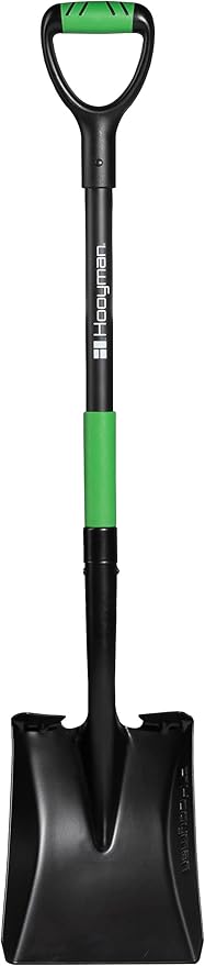 Kürek, Dayanıklı Karbon Çelik Başlık, Bahçecilik, Arazi Yönetimi, Bahçe İşi, Tarım ve Dış Mekanda Kullanım için, Ergonomik ve Kaymaz H-Grip Sap, Fiberglas Gövde, Geniş Basma Alanı