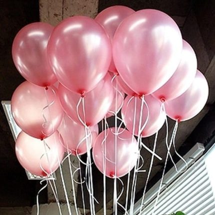 Party Store-PEMBE METALİK LATEX BALON 10 ADET