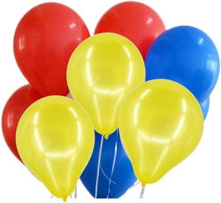 30 Ad Metalik Kırmızı-Sarı-Koyu Mavi Lacivert Balon Helyumla Uçan