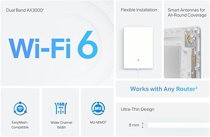 Archer Air E5, AX3000 Dual-Band Wi-Fi 6 Air Router&Menzil Genişletici, Gigabit Port, Ultra İnce Tasarım, EasyMesh Destekli, Xbox/PS/Steam için İdeal, WPA3, Esnek Kurulum Seçenekleri - Görsel 4