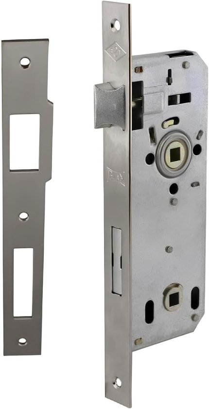 WC Kapı Gömme Kilit Banyo Kilidi Oval Köşeli 45 mm Plastik PVC Ahşap Panel İç Kapı Uyumlu