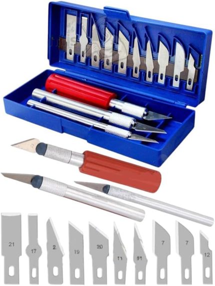 Kretuar Seti 13 Parça 1 Paket Plastik Kutulu Neşter Seti Gravür Ahşap Oyma Kesme Çelik Bıçak Seti Hobi