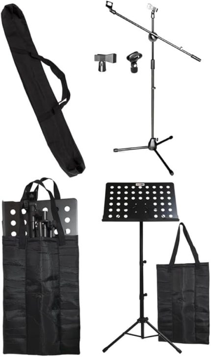 NT104-MS06 Nota Standı Sehpası + Mikrofon Sehpası Paketi (Taşıma Çantaları Hediye)
