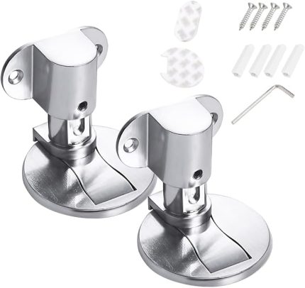 2 Adet Manyetik Kapı Durdurucu - Ayarlanabilir Kapı Durdurucu, Delme Yok Zemine Monte Manyetik Kapı Tutucu, Çoğu Kapı için Vidalar ve Yapışkan Pedli, Gümüş