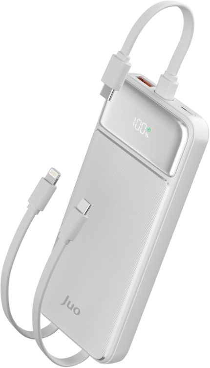 10000mAh 22.5W Led Ekranlı Lightning ve Type-C Kablolu Powerbank Taşınabilir Hızlı Şarj Cihazı Beyaz