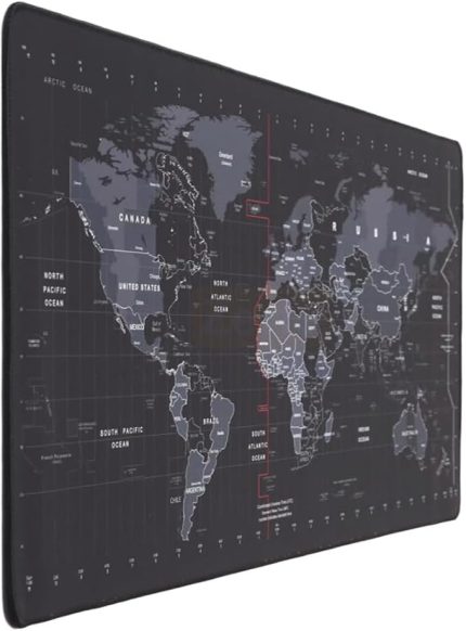 Dünya Haritası Ekstra Büyük Genişletilmiş Kaymaz Kauçuk Oyun Mouse Pad & Klavye Masa Mat Bilgisayar Aptop için (900 mm X 400 mm X 2 mm) L Zmp253 Siyah (Dünya Haritası, 90 X 40 cm)