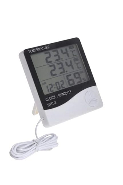 Dijital Termometre Saat Nem Ve Sıcaklık Ölçer Iç Dış Mekan