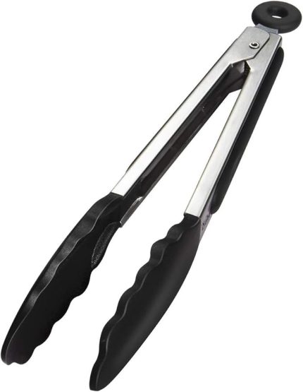 Silikon Uçlu Mutfak Maşası - 23 cm, Asma kilit sistemli paslanmaz çelik sap, Kolay Kavrama, Mangal, Salata, Makarna, Barbekü, Kamp için Uygun