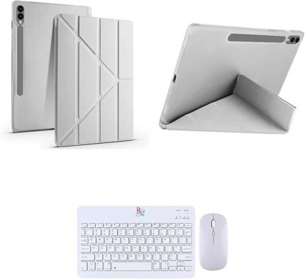 Galaxy Tab S9 FE Plus X610 12.4 inç İle Uyumlu Standlı Kılıf Ve Klavye Mouse 2 li Set Gri