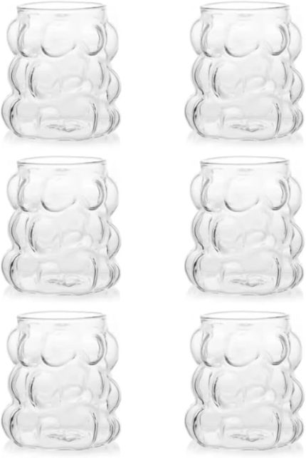 Home 75 ml 6'lı Üzüm Bardak Seti, Bubble Bardak, Bulut Bardak, Kahve Yanı Sunum Bardağı, Zarif ve Şık Tasarım, İçecek Sunumları İçin İdeal