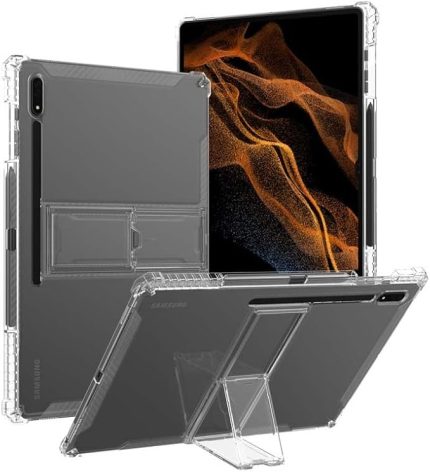 Samsung Galaxy Tab S10 Ultra için Kılıf, [Stand Özelliği] Ultra İnce HD Şeffaf Yumuşak TPU Koruyucu Hava Yastığı Koruma Kılıfı, Samsung Galaxy Tab S10 Ultra ile Uyumlu-Şeffaf