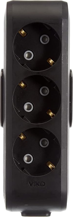 Multi-Let Siyah Üçlü Priz Topraklı Çocuk Korumalı Klemensli