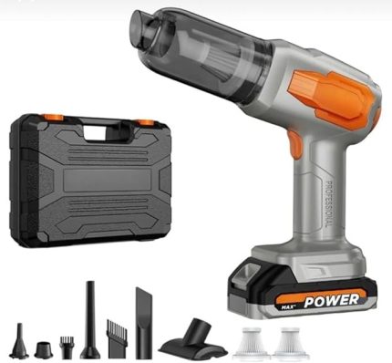 Wlue 20.000pA Güçlü Vakumlu 8in1 Araç İçi Üflemeli Süpürge 120W 7500mAh Çıkarılabilir Batarya