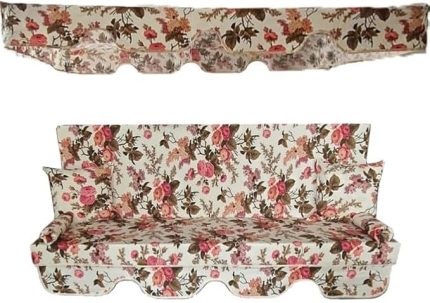 TENTELİ SALINCAK KILIF SETİ MİNDERSİZ 3 KİŞİLİK İNGİLİZ GÜLÜ 164X47 cm