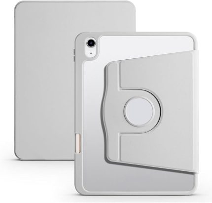 Ipad 11 inç A16 (11.Nesil) 2025 ile Uyumlu Kalem Bölmeli 360 Dönebilen Kapaklı Kılıf A3355, Gri
