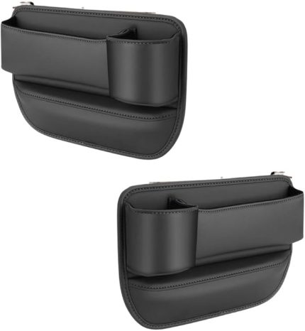 2 Adet Set Deri Araç İçi Ön Koltuk Yanı Organizer, Telefon, Cüzdan, Bardak Tutucu Düzenleyici Organizer