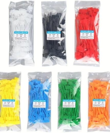 700 Adet 7 Renk Etiketli Elektrik Kablosu Kablo Bağı Klips Plastik Cırt Cırt Kelepçe 100x3mm (7 Renk (700 Adet))