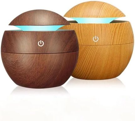 Home 130 ml Hava Nemlendirici, Uçucu Yağ Aromaterapi Makinesi, Ev, Yatak Odası ve Ofis için Yedi Renkli Işık ile Aroma Hava Difüzörü (Açık Kahve)