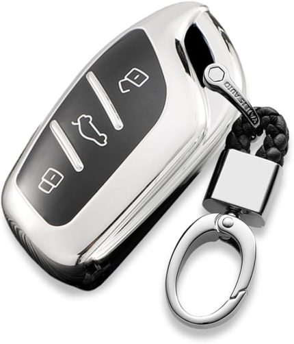 Araç anahtarı kılıfı Roewe RX3 RX8 ERX5 RX5 I6 I5 MG4 MG5 MG6 MG ZS EV HS EHS ZX GT TPU silikon anahtar kılıfı koruyucu kılıf uzaktan kumanda kapak anahtarlık aksesuar-A gümüş