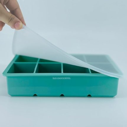 Kapaklı Silikon Buz Kalıbı - BPA içermeyen, Viski ve Kokteyller için Büyük Buz Kalıpları, 2 inç Büyük Buz Küpleri Yapmak İçin Kolayca Çıkarılabilen Silikon Buz Kalıbı, Yeşil