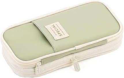 Bölmeli Genişletilebilir Kalem Kutusu, Büyük Kapasiteli Kalem Çantası Kılıfı, Taşınabilir, Okul Kırtasiye Düzenleyicisi (Yeşil)