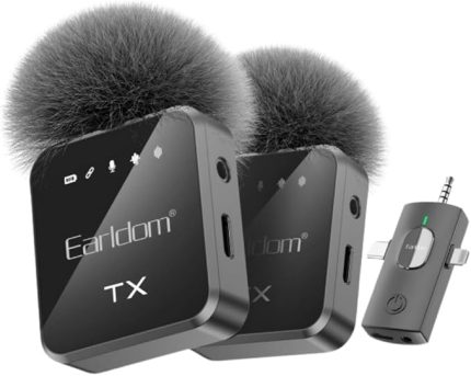 Çift Yaka Mikrofonu, Kablosuz Bluetooth, Profesyonel Ses Kaydı, Siyah