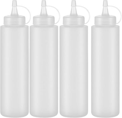 4 Adet Şeffaf Plastik Sosluk Ketçap Mayonez Sos Şişesi