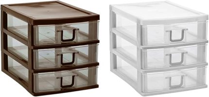 3 Gözlü Plastik Çekmeceli Takı Bileklik Evrak Organizer - AL3703 (Beyaz)