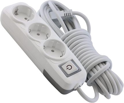 Grup Priz 3'lü Anahtarlı Topraklı 7 Metre Seyyar Ara Kablolu Uzatma Kablolusu Üçlü Piriz