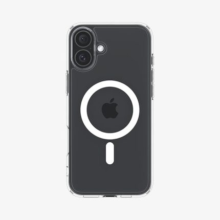 iPhone 16 Plus ile Uyumlu MagSafe Kılıf Crystal Hybrid Mag Fit Sararmaya Dayanıklı Beyaz Şeffaf Kapak - ACS08096 (Spigen TR Garantili)