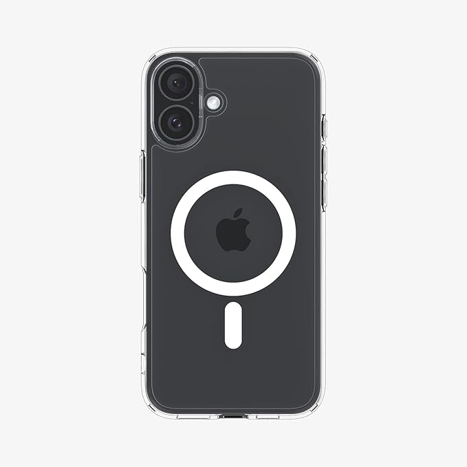 iPhone 16 Plus ile Uyumlu MagSafe Kılıf Crystal Hybrid Mag Fit Sararmaya Dayanıklı Beyaz Şeffaf Kapak - ACS08096 (Spigen TR Garantili)