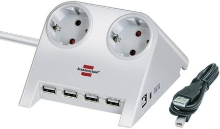 4 X Usb2.0 2.100 mAh 2 Soketli Masaüstü Uzatma Priz Beyaz