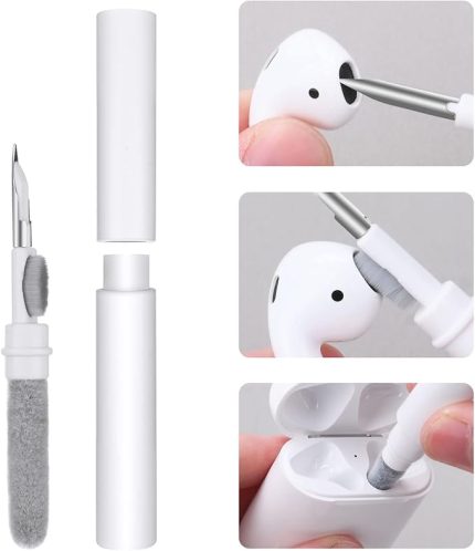 AirPod Temizleme Kiti, Süngerli 3'ü 1 Arada Airpod Temizleyici Kalem, Kablosuz Kulaklıklar Temiz Kalem, Toz Giderme Kulaklıkları Cep Telefonu için Çok Fonksiyonlu Kulaklık Temizleme Kiti -