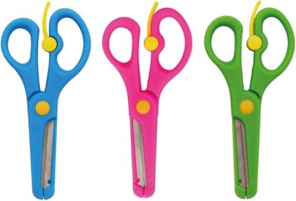 3 Adet Çocuk Makası Küt Uçlu Yaylı Plastik Korumalı Okul Öğrenci Makası, Nistabolje