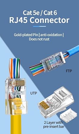 Plus PrimeX PX-560C6 RJ-45 Cat6 100 Lü Paket Yeni Nesil RJ45 Jack UTP - Görsel 3
