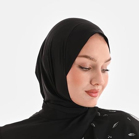 Kadın Siyah Tesettür Şal Bone – Boyun Kapalı. Lastikli ve Esnek Yapı | Yüzücü Bone | Deniz. Havuz. Spor ve Günlük Kullanım İçin Uygun - Görsel 2