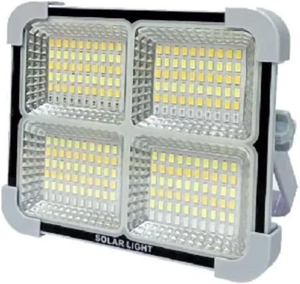 Güneş Enerjili Solar 200W Led Projektör Taşınabilir Sarı Beyaz Ve Çakar Işık Lamba
