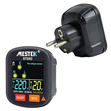 Soket Test Cihazı,30-250V Taşınabilir Dijital Soket Test Cihazı Dedektörü RCD Voltaj Test Cihazı Toprak Polaritesi Faz Kontrol Aracı Renkli Ekranlı