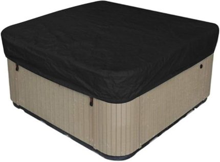 Su Geçirmez 190T Polyester Kare Jakuzi Kılıfı Koruyucu Dış Mekan SPA Kılıfları 231x231x30 cm (Siyah)