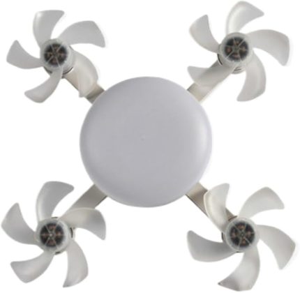 Kumandalı Vidalı Tavan Vantilatörü Ampulü, E27 Soket Fan Işığı 3 Hız Ayarlanabilir Kısılabilir LED Ampul Fan Yatak Odası, Mutfak, Garaj için 3000K-6000K Renk (4 Kafa)