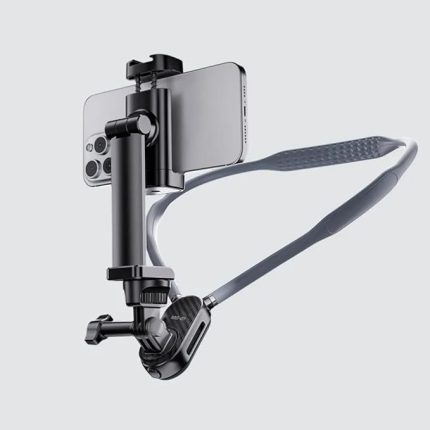 Kıskaçlı Profesyonel Telefon Tutucu ve Aksiyon Kamera Boyun Askısı Gezi Seyahat ve Sürüşlerde Kullanmak için Boyundan Kayıt Aparatı Cep Telefonu Boyun Tutucu Kullanımı Kolay MG-01