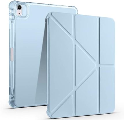 iPad Air 11 2025 M3 Kılıf Silikon Kalem Bölmeli Standlı Tablet Kılıf Mavi